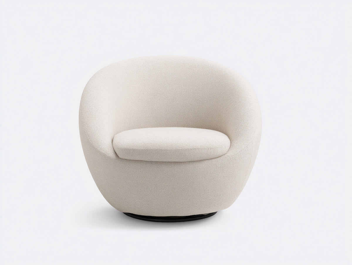 Fauteuil rond rembourré en tissu 90×86×78 cm - ivoire - forme cocon confortable pour salon