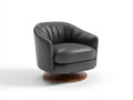 Fauteuil pivotant en cuir synthétique 85×82×78 cm - gris anthracite - dossier enveloppant et base ronde pour salon
