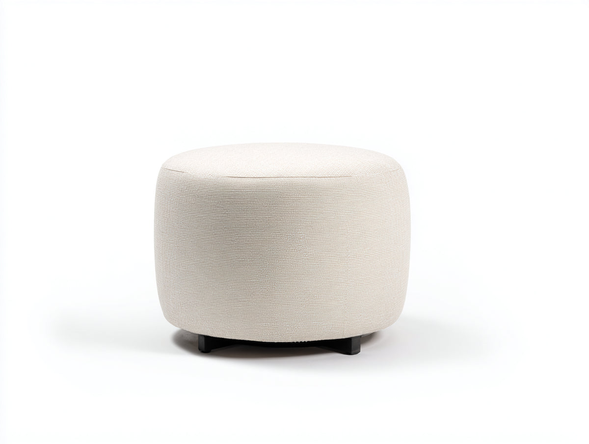Fauteuil bas en tissu bouclé 88×84×45 cm - blanc cassé - assise ronde rembourrée style contemporain pour salon