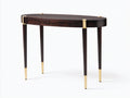 Console contemporaine en bois 175×40×76 cm - marron foncé noir avec plateau arrondi et pieds fins pour chambre à coucher
