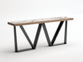 Console en bois effet pierre 120×35×78 cm - beige et noir - structure métal graphique style contemporain pour chambre à coucher