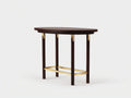 Console en bois foncé 120×40×78 cm - plateau ovale finition noyer - style contemporain avec structure métal doré pour chambre à coucher