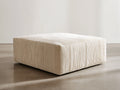 Tabouret bas rembourré 90×90×38 cm - velours côtelé crème - format large pour chambre à coucher