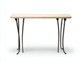 Console en pierre reconstituée 130×38×76 cm - beige clair - pieds métal noir design épuré pour chambre à coucher