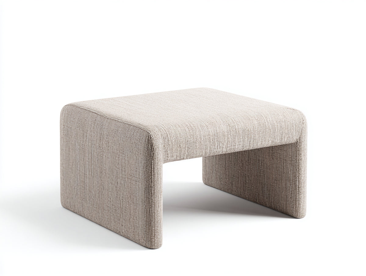Tabouret en tissu texturé 75×75×38 cm - gris clair - assise carrée rembourrée pour chambre à coucher