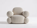 Fauteuil bouclé 86×80×76 cm - blanc cassé - dossier arrondi et forme douce pour salon